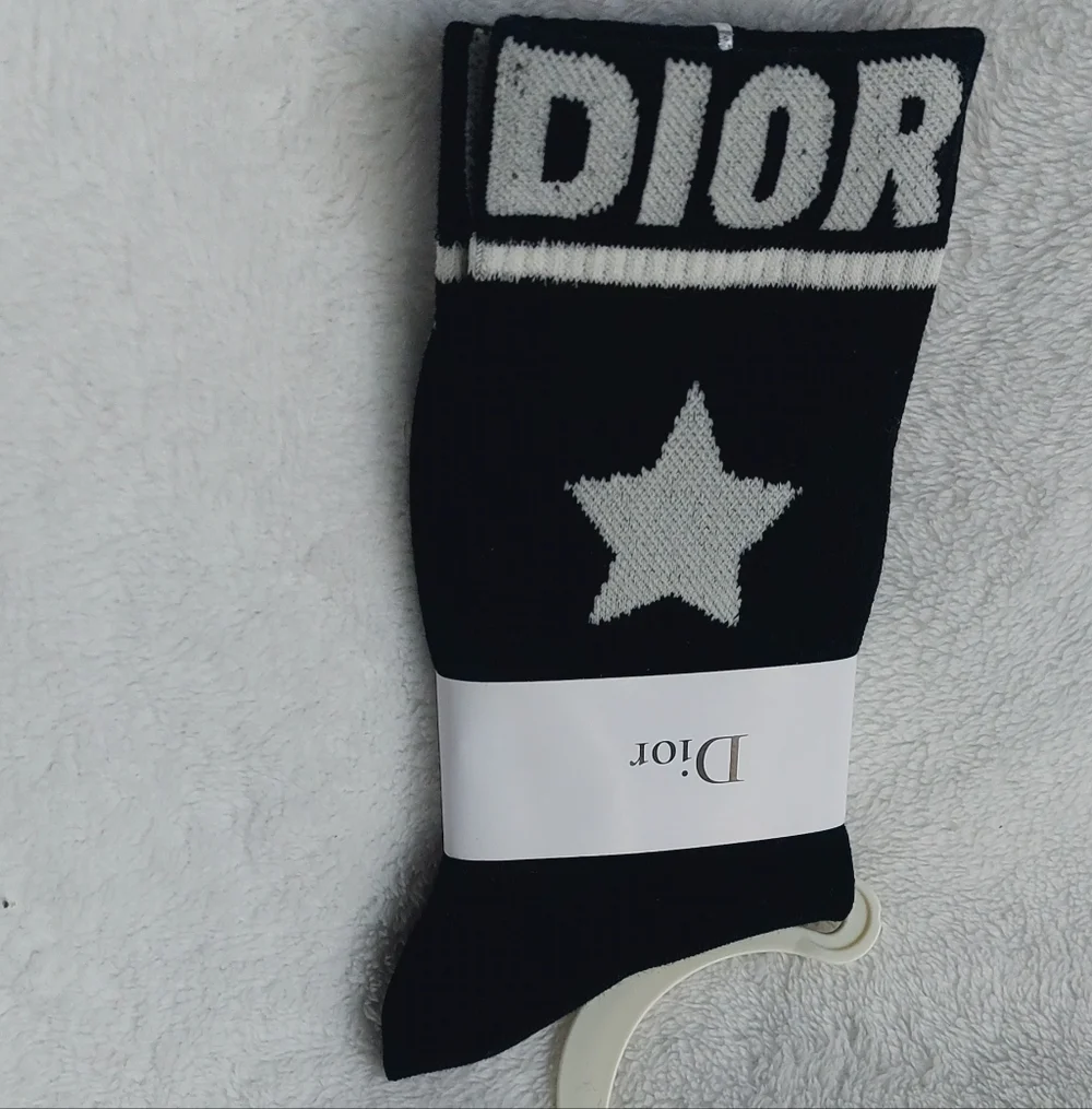 Black Socks with White Star Pattern Women size 7-9
